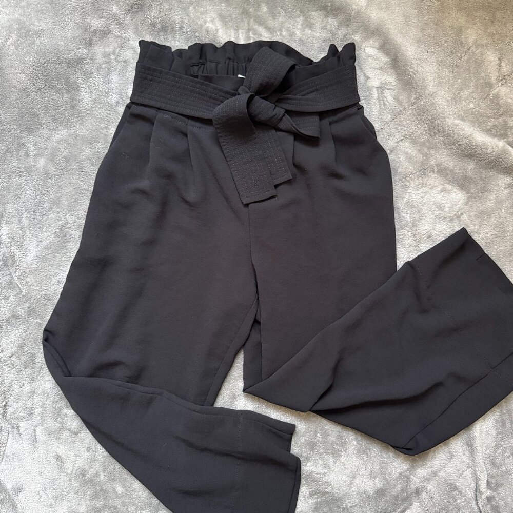 Madewell Women's Size Small Tie Waist Paper Bag Huston Pull On Pants Black